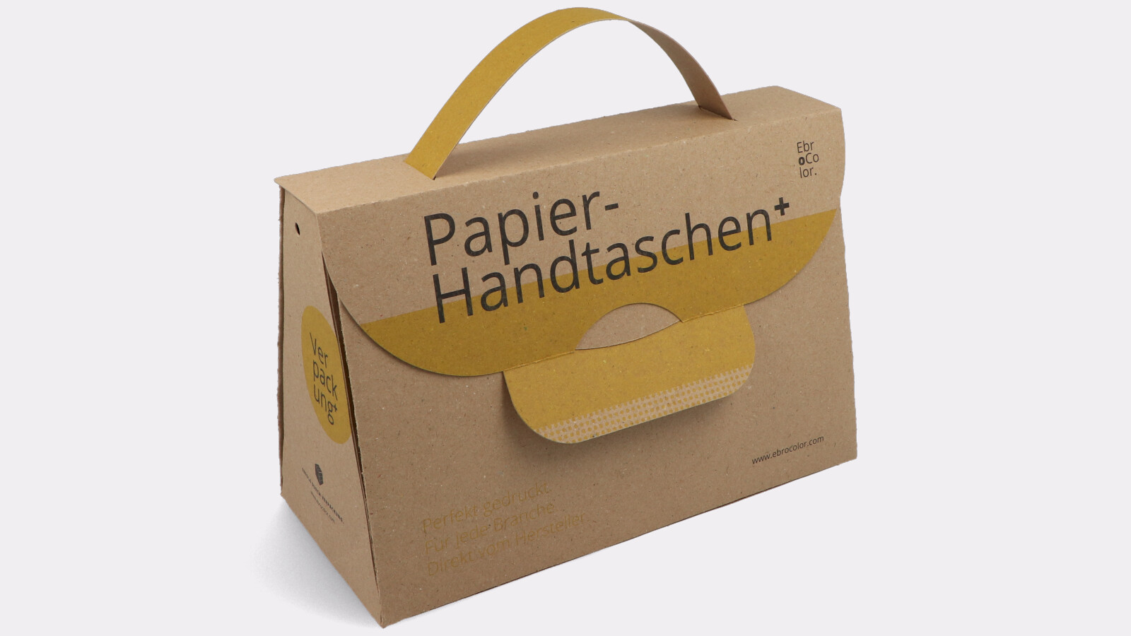 Paper handbag made from recycled cardboard brown