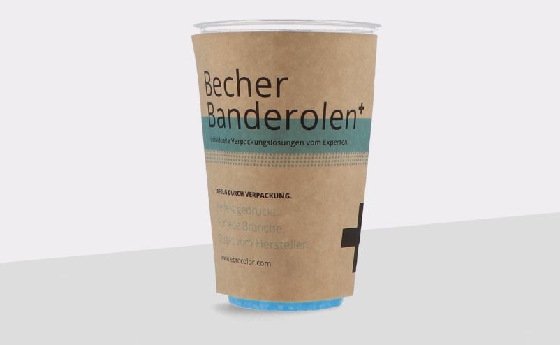 Becherbanderole über den ganzen Becher