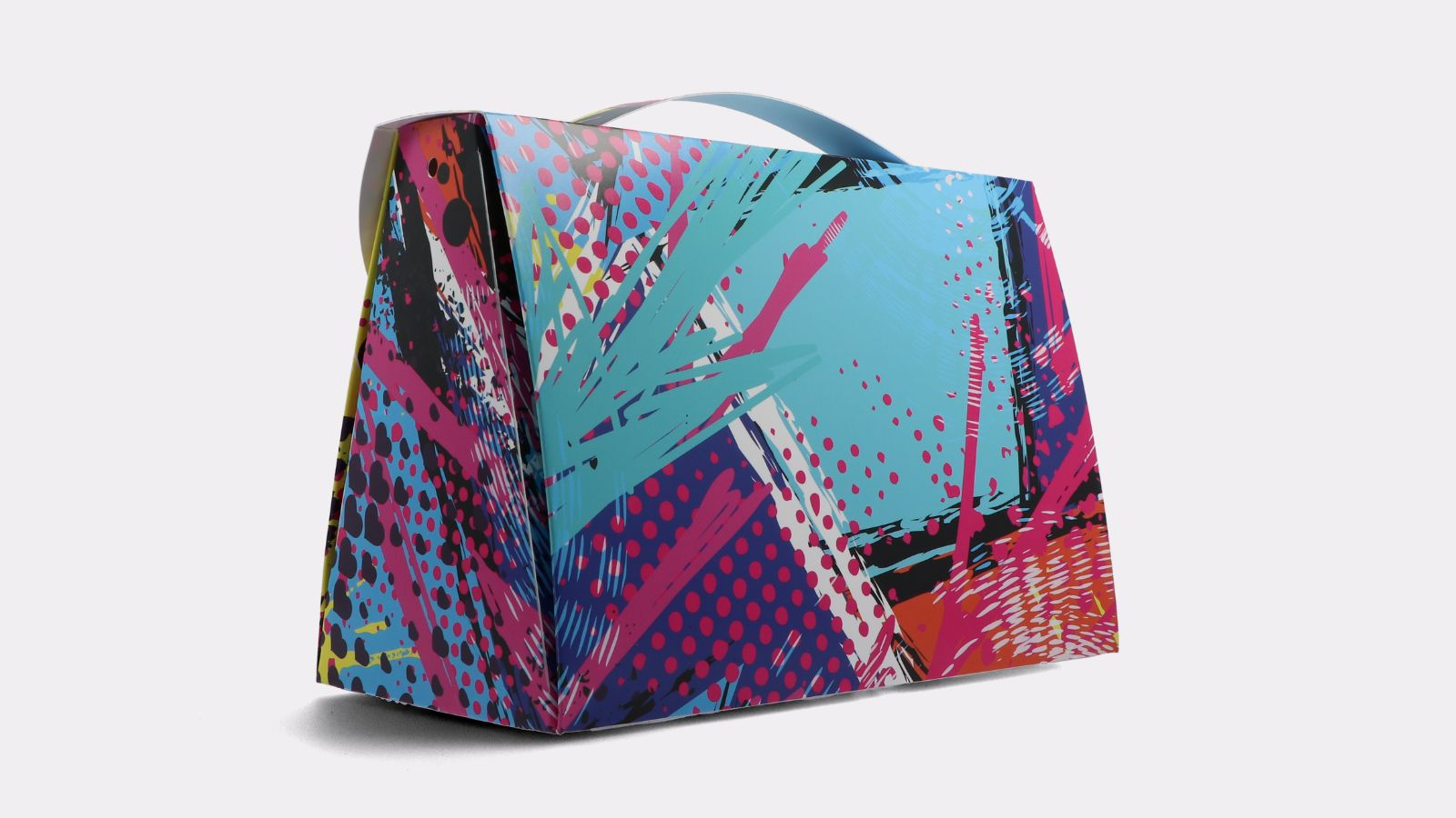 Paper handbag with graffiti design from behind