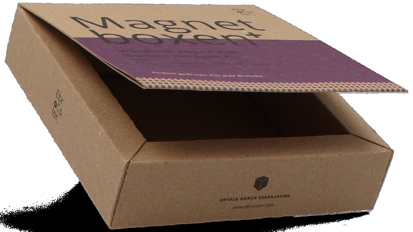 Boîte magnétique ouverte en carton recyclé marron