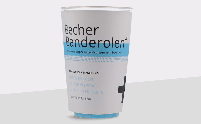 Becherbanderole über den ganzen Becher