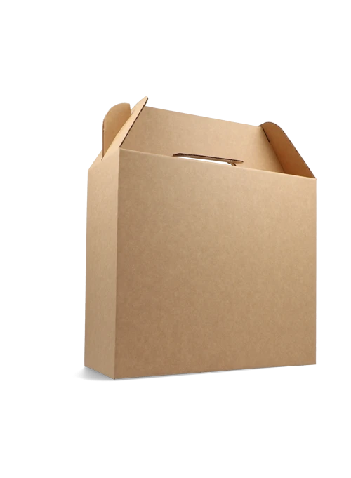 Carrying handle box made of solid cardboard