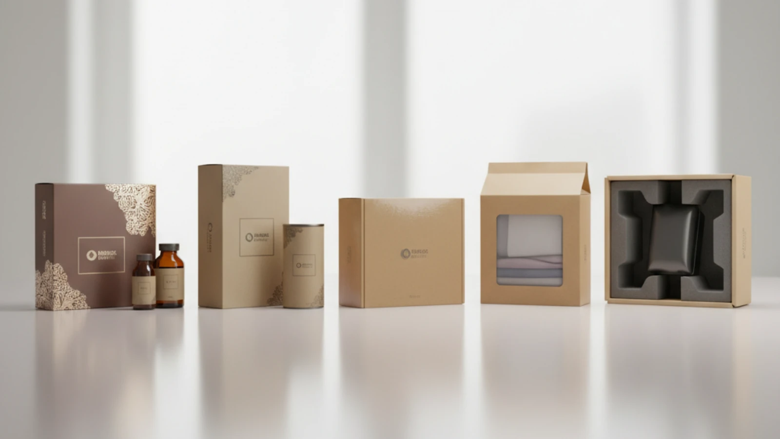Various cardboard packaging in different shapes