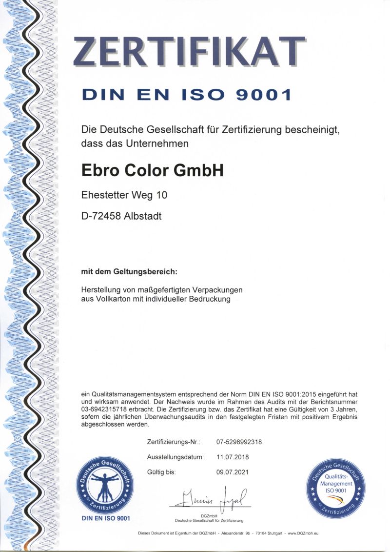 Zertifikat ISO 9001