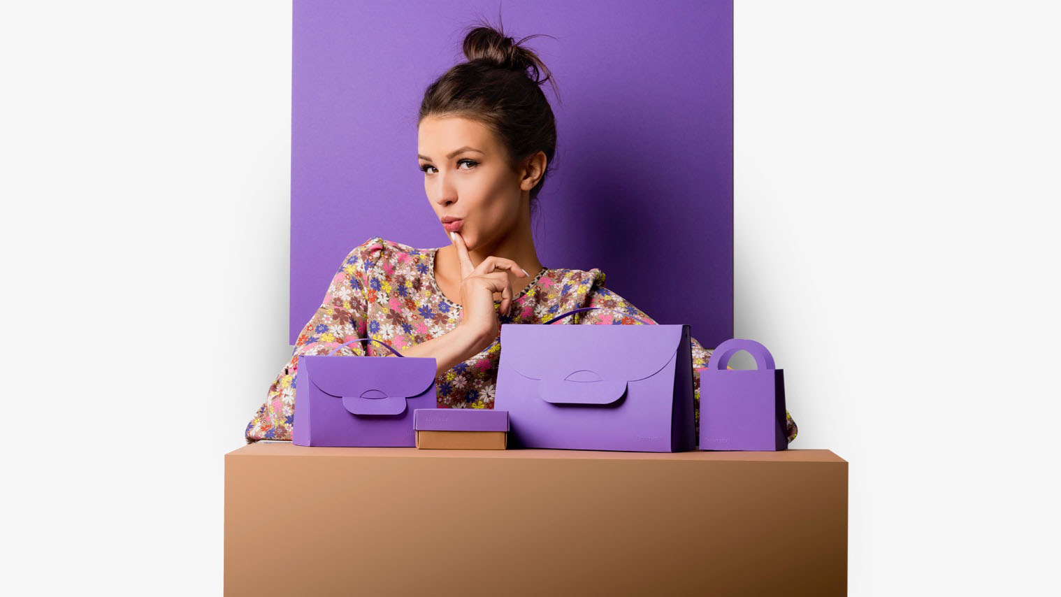 Cardboard boxes in purple