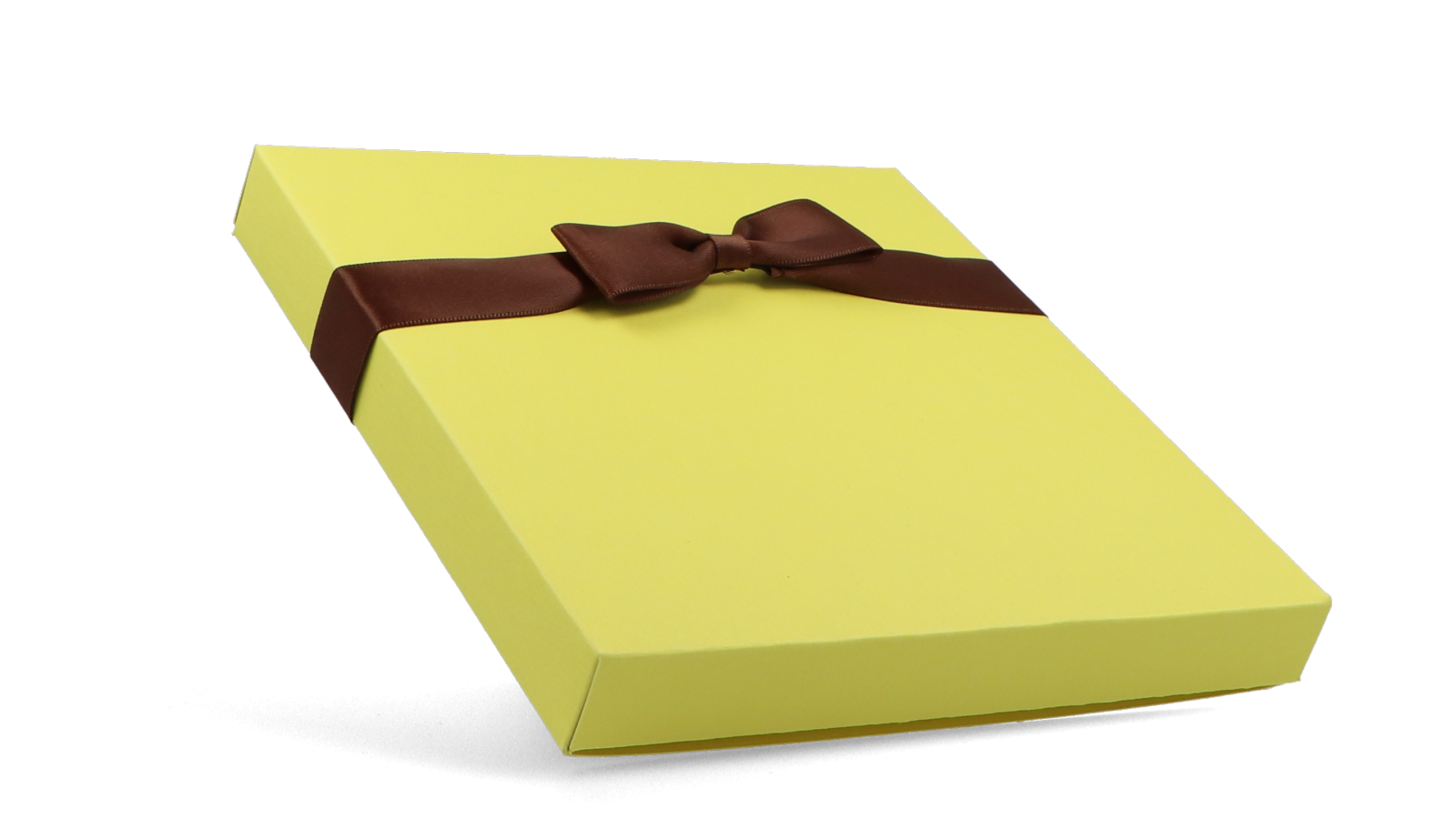 Hellgelbe Faltschachtel als Geschenkschachtel mit Schlaufe