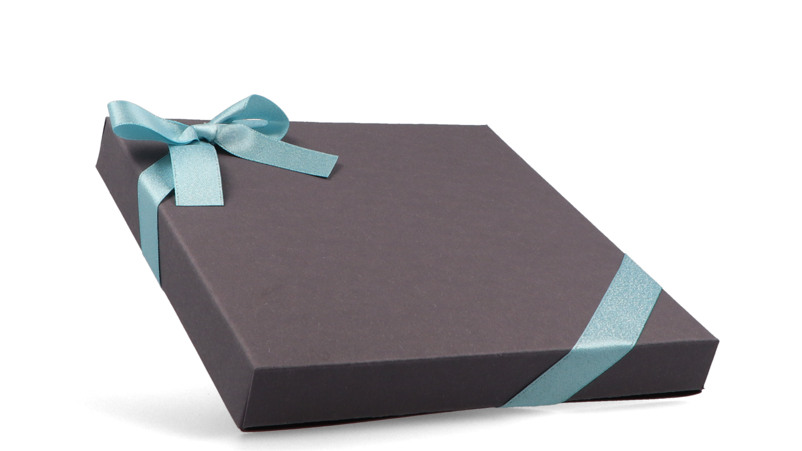 Dunkelgrau Faltschachtel als Geschenkschachtel mit Schlaufe