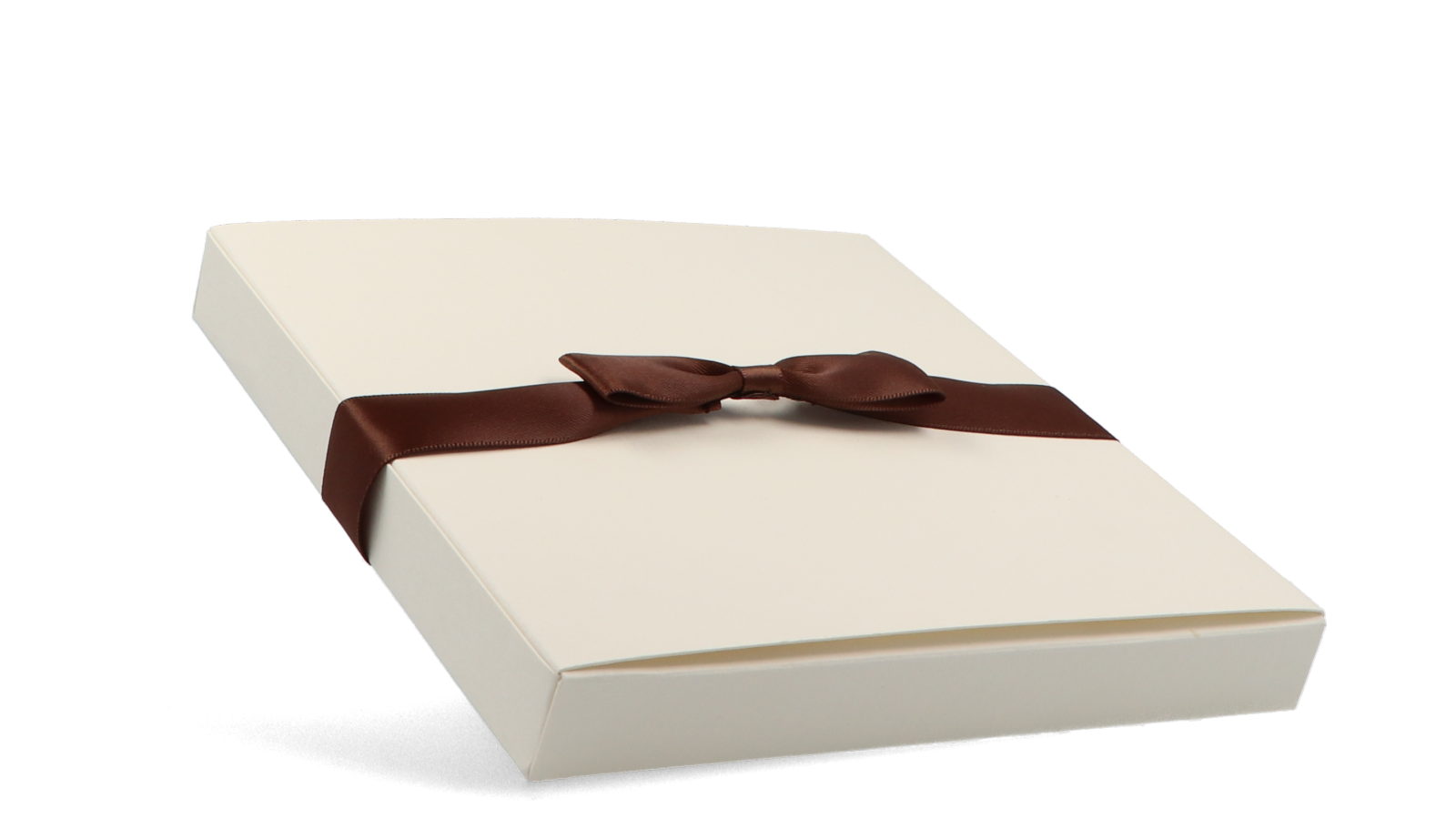 Beige off-white Faltschachtel als Geschenkschachtel mit Schlaufe