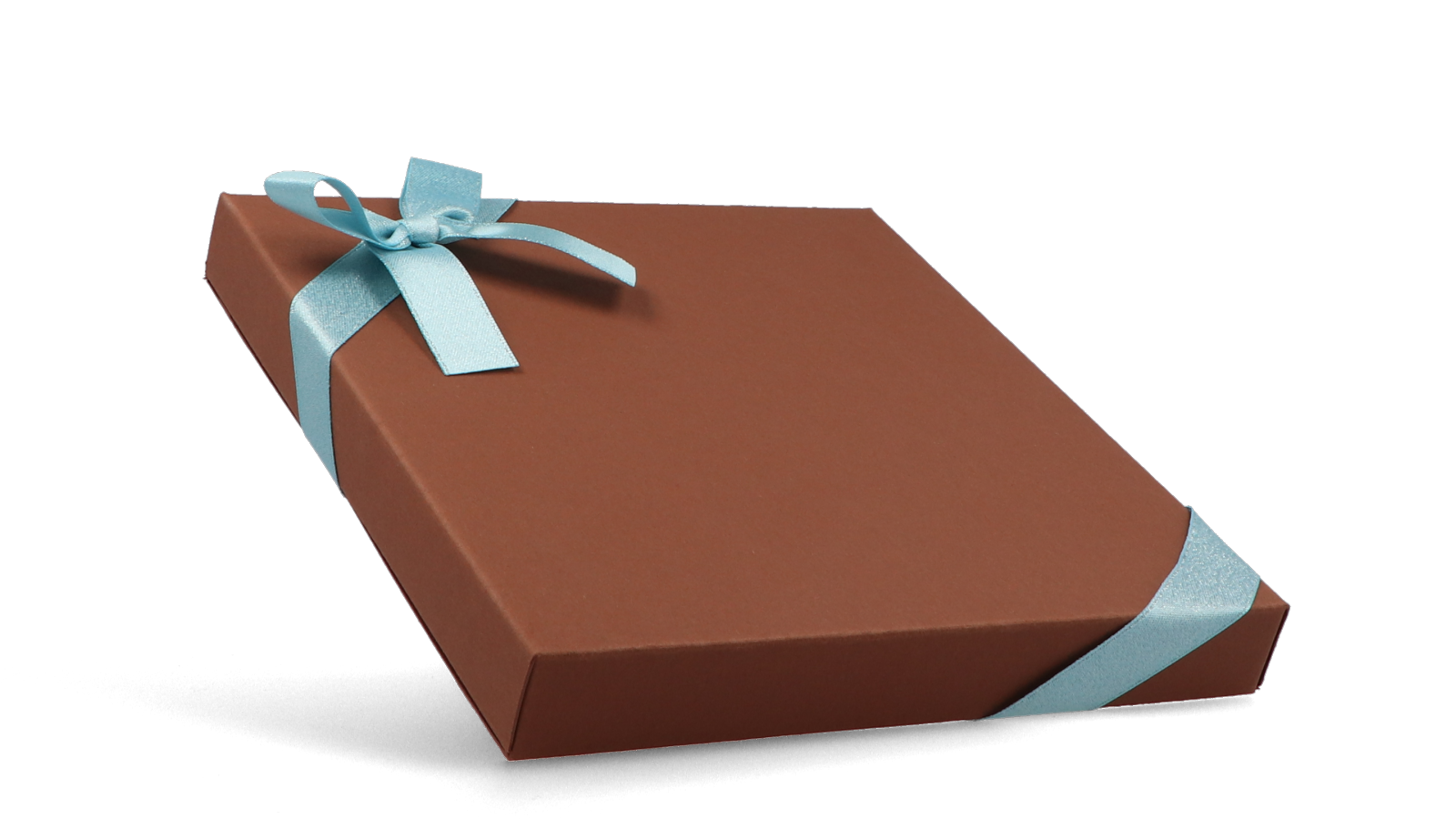 Braune Faltschachtel als Geschenkschachtel mit Schlaufe