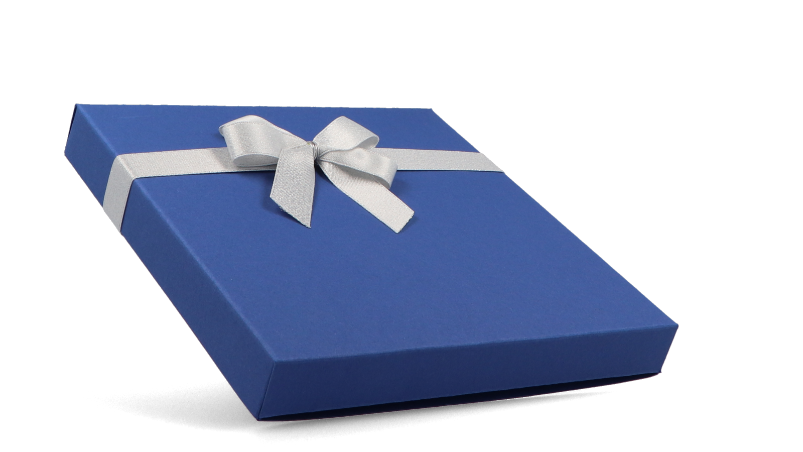 Dunkelblaue Faltschachtel als Geschenkschachtel mit Schlaufe