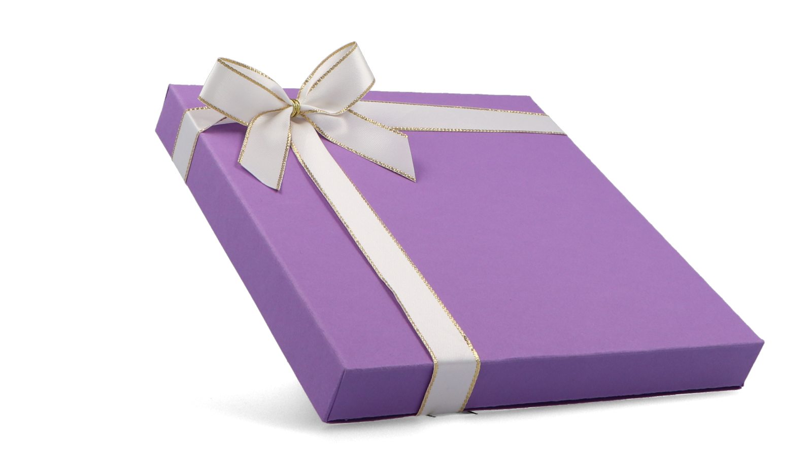Lila Faltschachtel als Geschenkschachtel mit Schlaufe