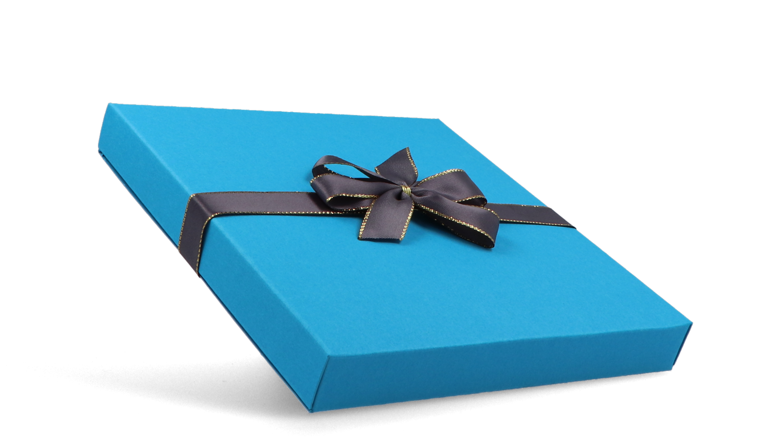 Meerblaue Faltschachtel als Geschenkschachtel mit Schlaufe
