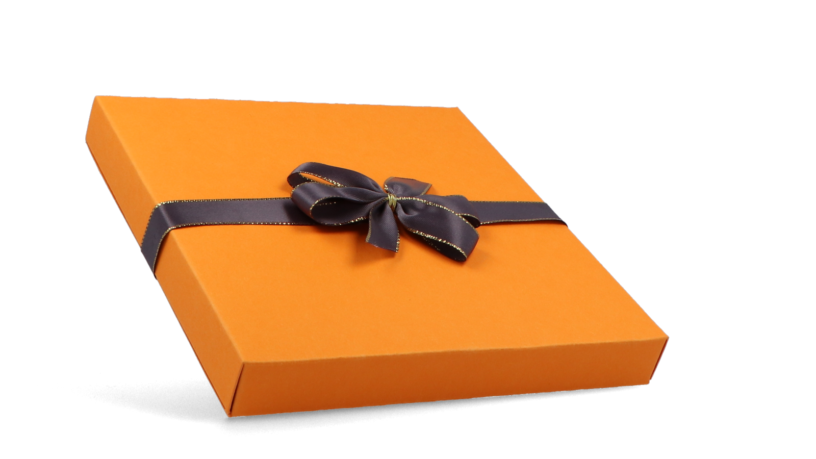 Orange Faltschachtel als Geschenkschachtel mit Schlaufe