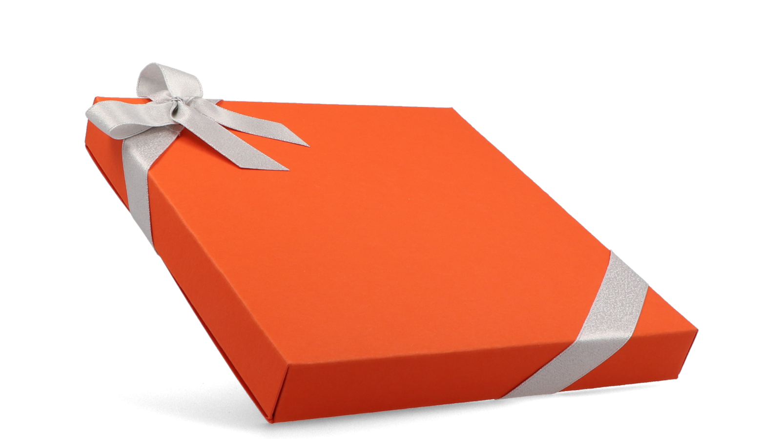 Dunkelorange Faltschachtel als Geschenkschachtel mit Schlaufe