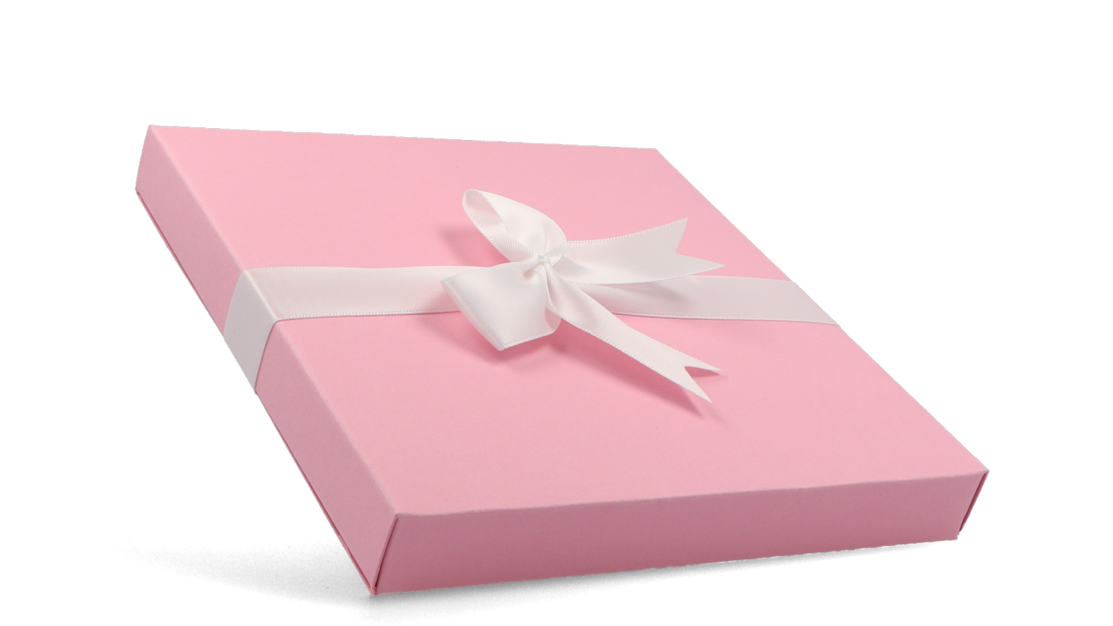 Rosa Faltschachtel als Geschenkschachtel mit Schlaufe