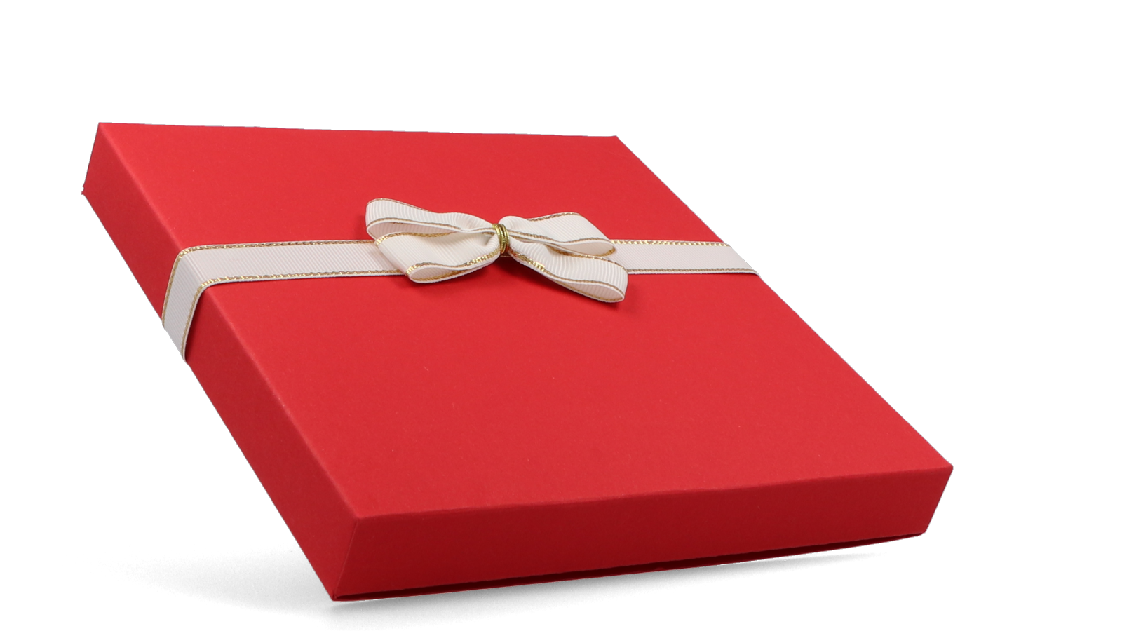 Rote Faltschachtel als Geschenkschachtel mit Schlaufe