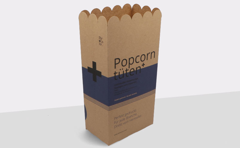 Popcorn bag made from brown kraft cardboard