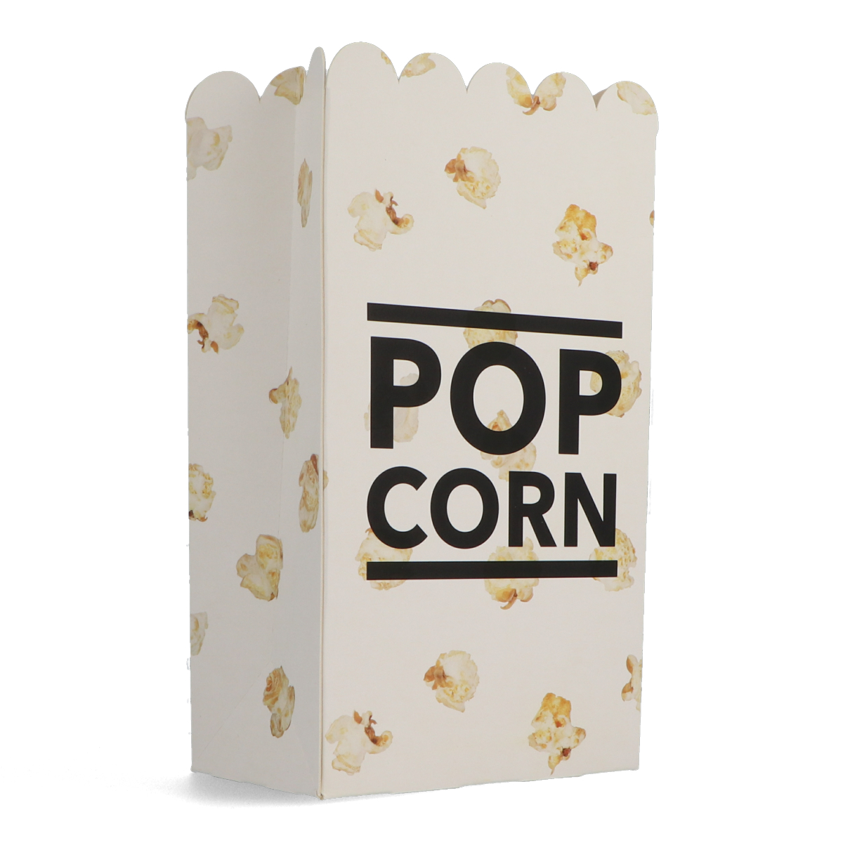 Popcorn bag printed with popcorns and display font