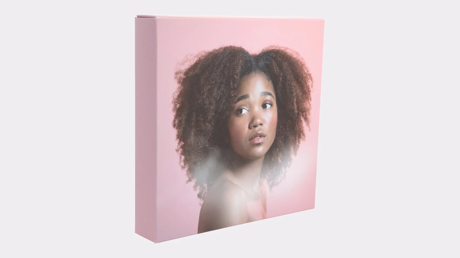 Side view of the portrait canvas with a clean, frameless design