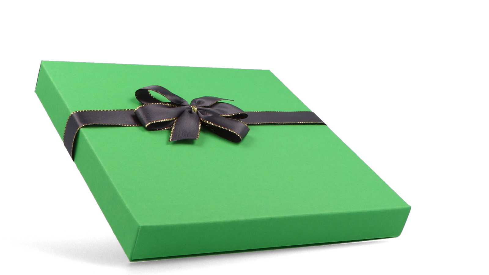 Grüne Faltschachtel als Geschenkschachtel mit Schlaufe