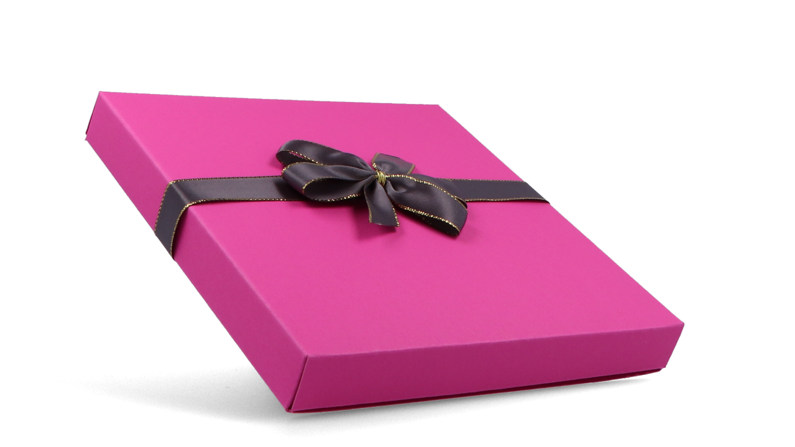 Pinke Faltschachtel als Geschenkschachtel mit Schlaufe